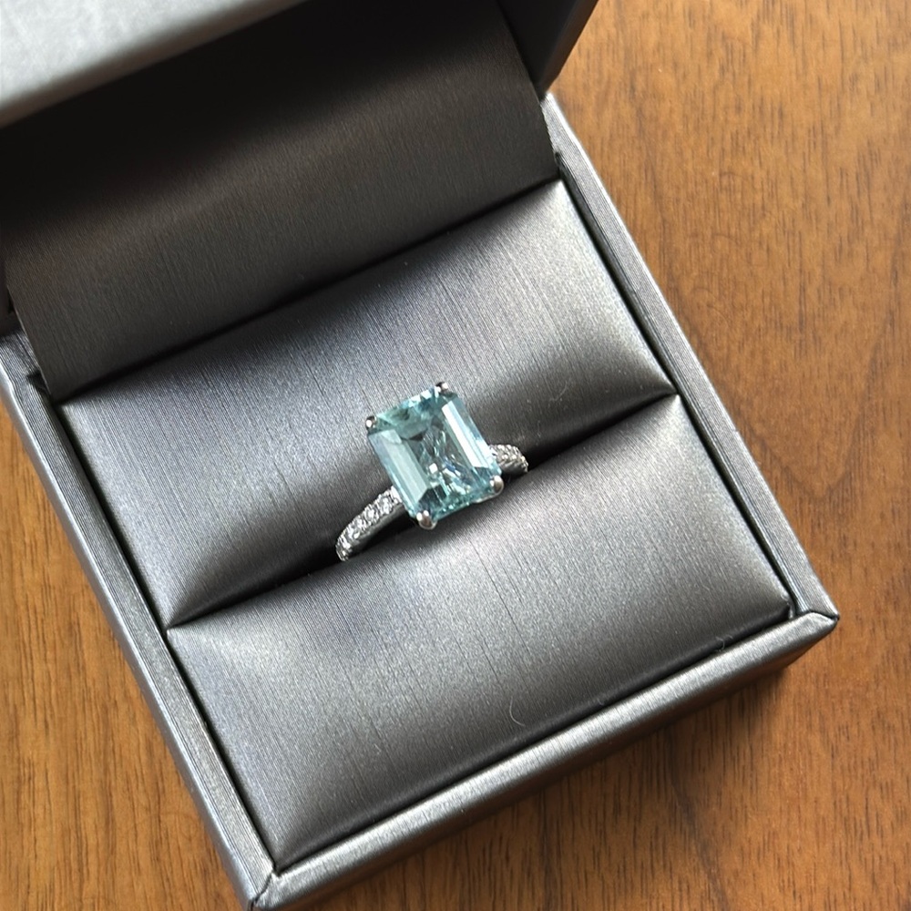 Aquamarine and Diamond Ring